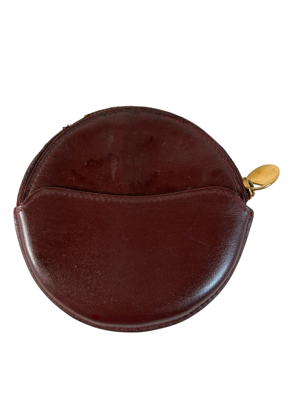 Vintage Cartier Must de Cartier Bordeaux Leather Round Coin Purse Luxury - Picture 3 of 9